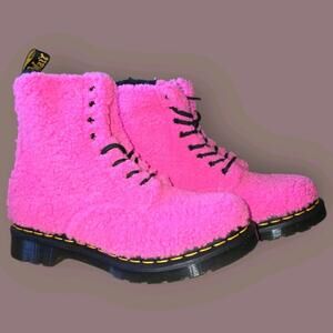 Dr Martens 1460 Pascal Faux Shearling Pink Lux  Boots